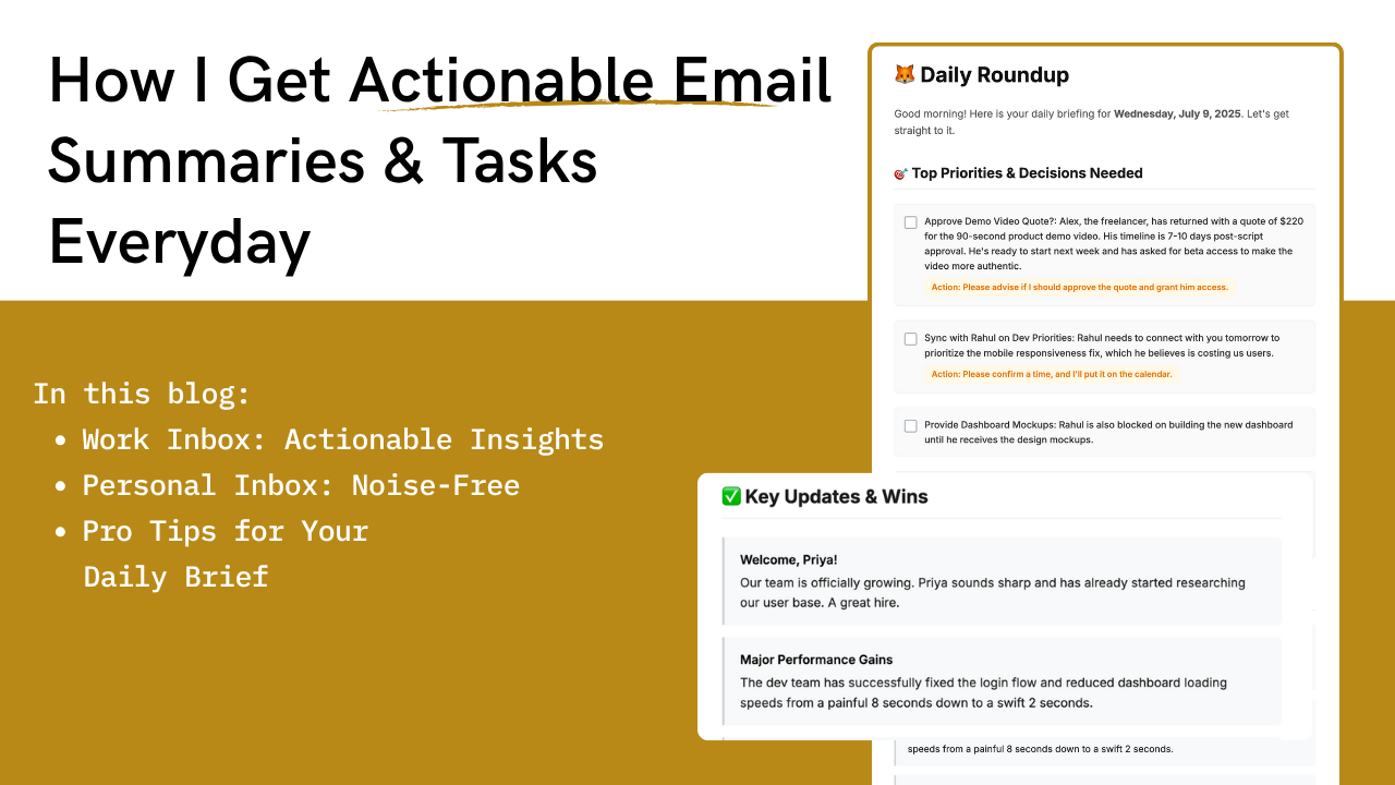 Hero image showing an organized email inbox summary